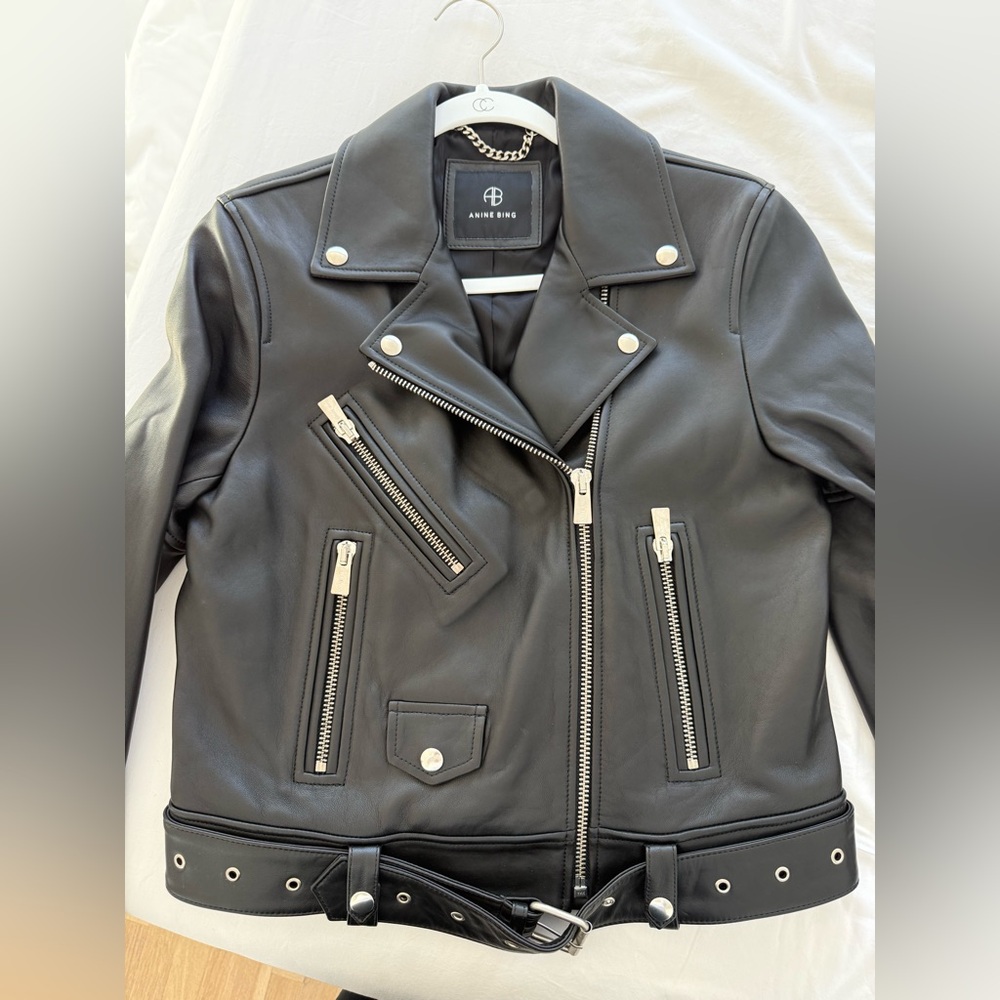 Annie Bing Black Leather Biker Jacket